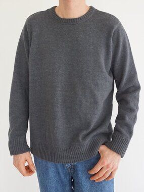 Eddie Bauer Gray Solid Knit Crew Neck Classic Minimalist Pullover Sweater XL